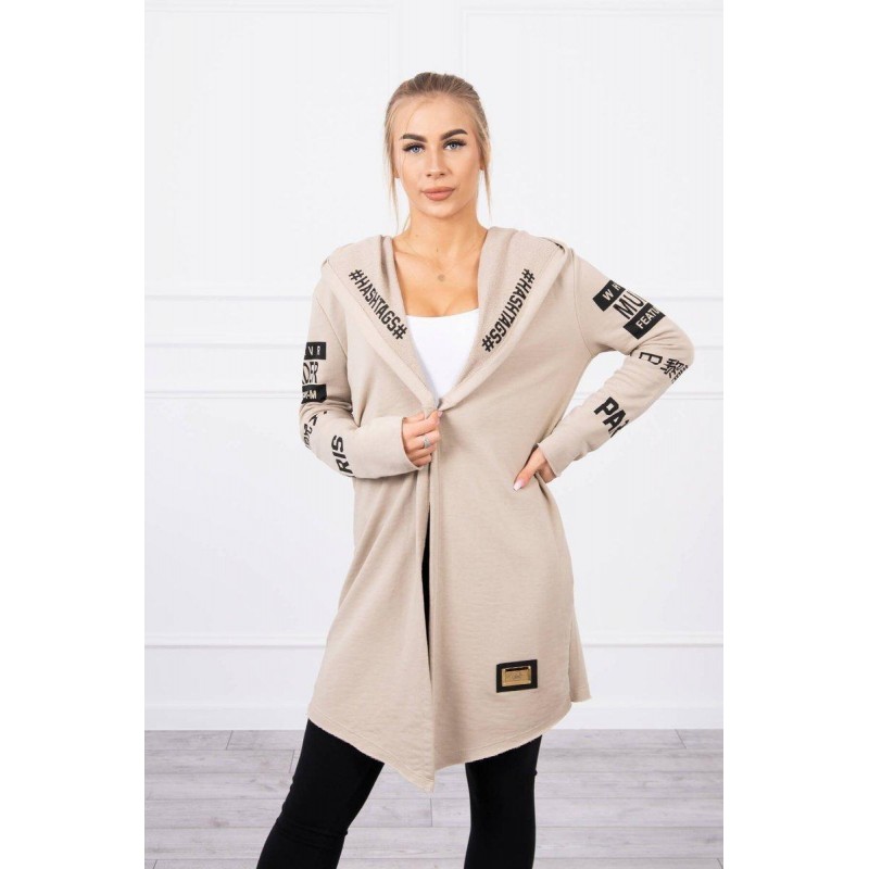 Kardigán s kapucňou pre dámy 033 - béžový