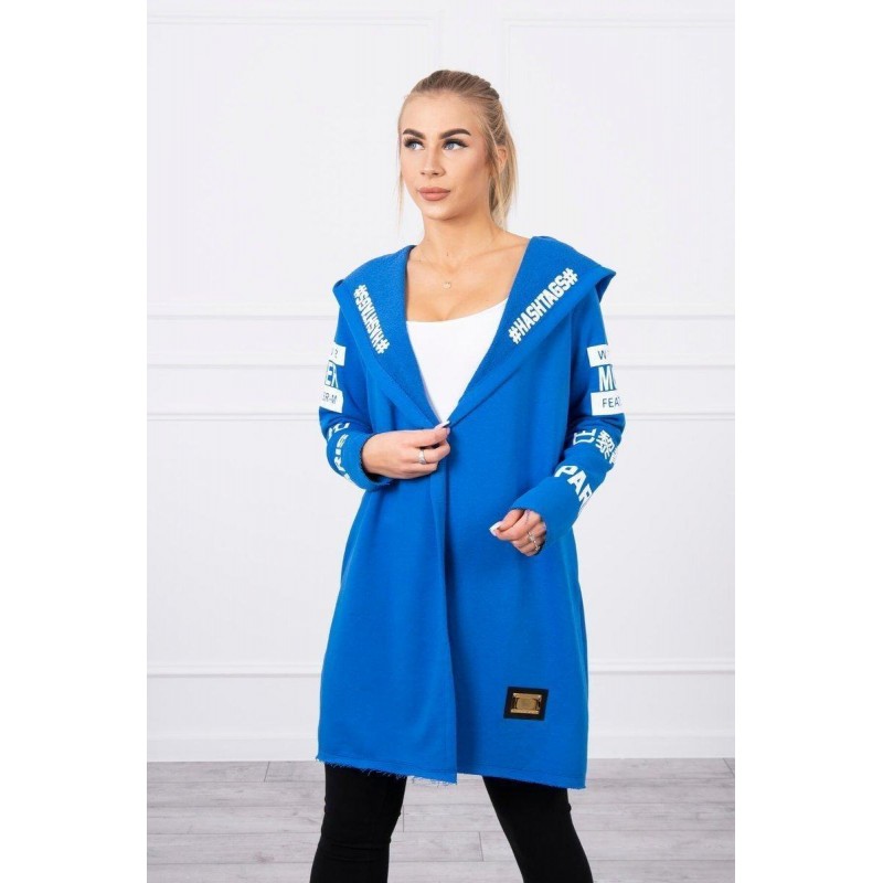 Kardigán s kapucňou pre dámy 033 - modrý