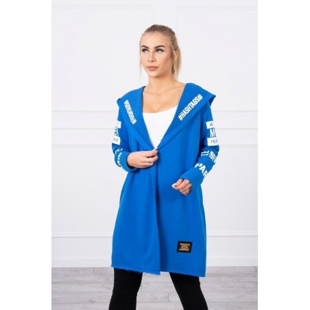 Kardigán s kapucňou pre dámy 033 - modrý