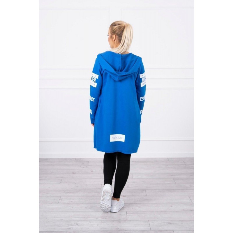 Kardigán s kapucňou pre dámy 033 - modrý
