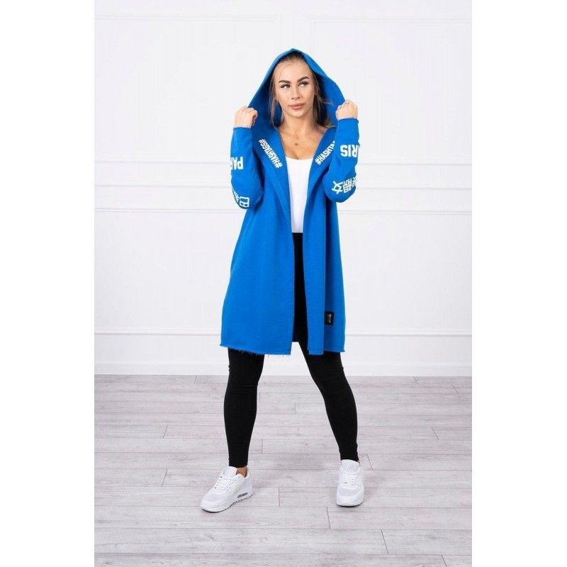 Kardigán s kapucňou pre dámy 033 - modrý