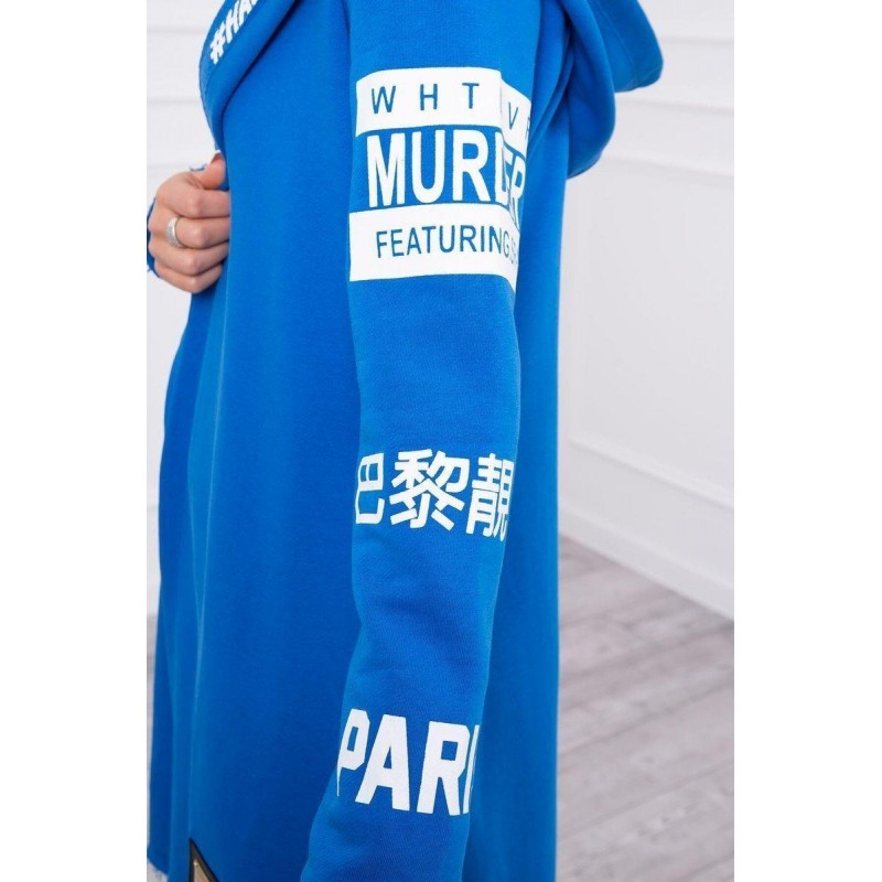 Kardigán s kapucňou pre dámy 033 - modrý