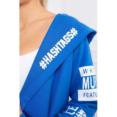 Kardigán s kapucňou pre dámy 033 - modrý