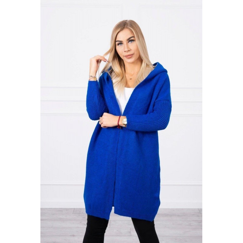 Dámsky kardigán s kapucňou 2020-14 - modrý