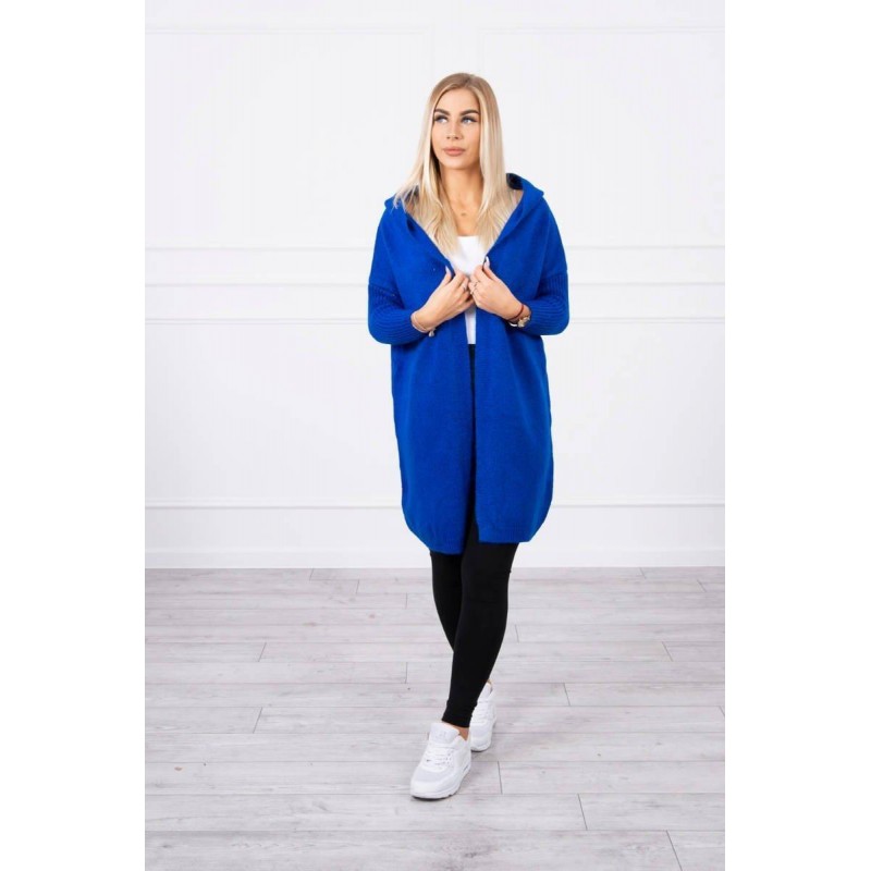 Dámsky kardigán s kapucňou 2020-14 - modrý