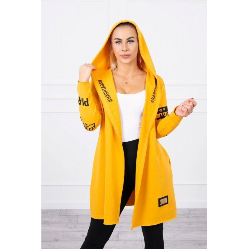 Kardigán s kapucňou pre dámy 033 - horčicový