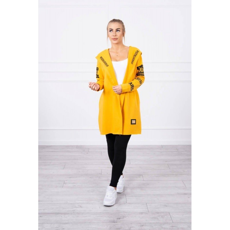 Kardigán s kapucňou pre dámy 033 - horčicový