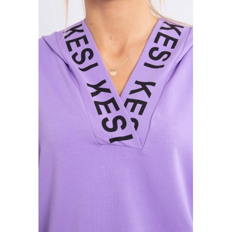 Šaty pre dámy s kapucňou 9161 - fialové