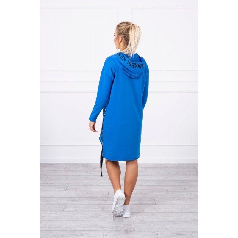 Šaty pre dámy s kapucňou 9161 - modré