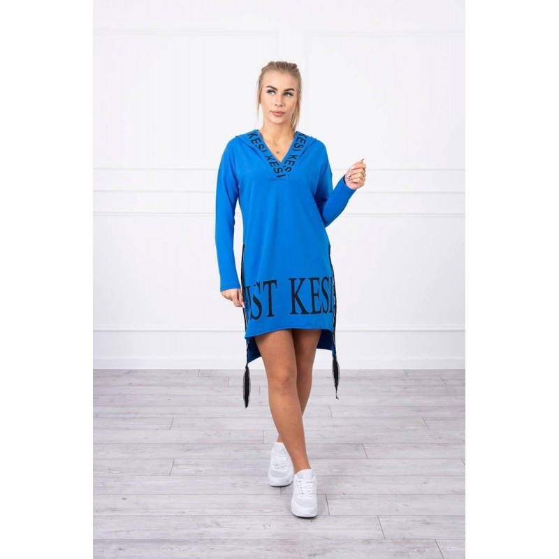 Šaty pre dámy s kapucňou 9161 - modré