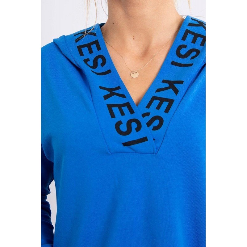 Šaty pre dámy s kapucňou 9161 - modré