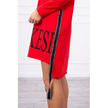 Šaty pre dámy s kapucňou 9161 - červené