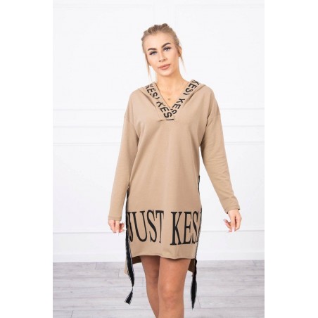 Šaty pre dámy s kapucňou 9161 - kapučínové