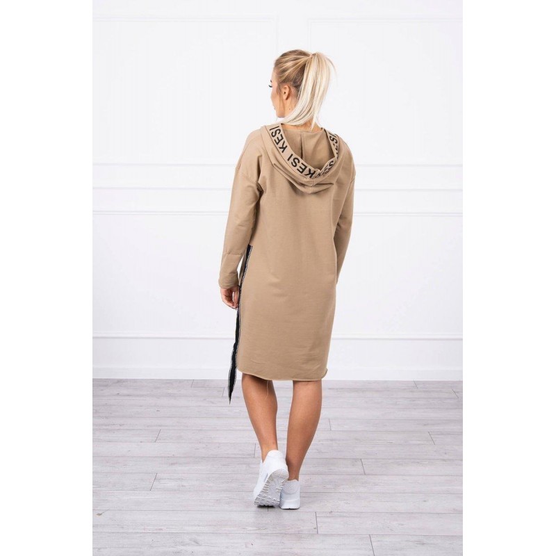 Šaty pre dámy s kapucňou 9161 - kapučínové
