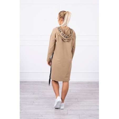 Šaty pre dámy s kapucňou 9161 - kapučínové