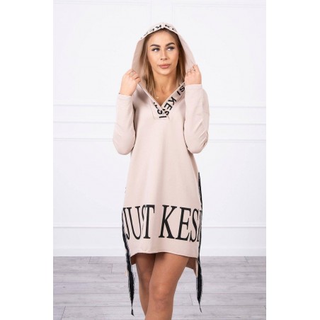Šaty pre dámy s kapucňou 9161 - béžové