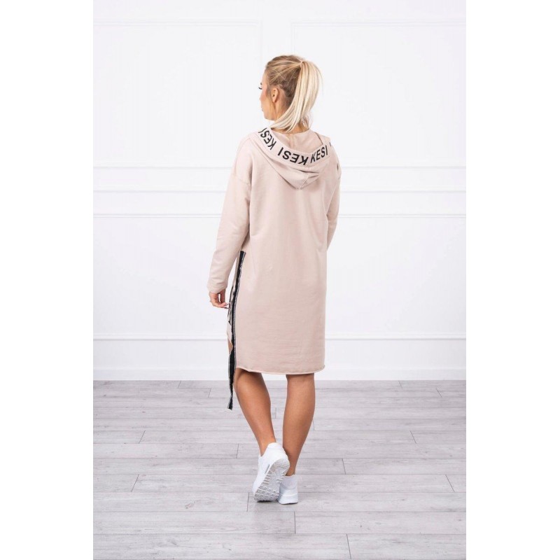 Šaty pre dámy s kapucňou 9161 - béžové