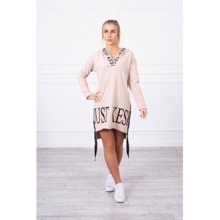Šaty pre dámy s kapucňou 9161 - béžové