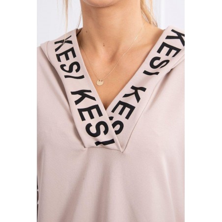 Šaty pre dámy s kapucňou 9161 - béžové