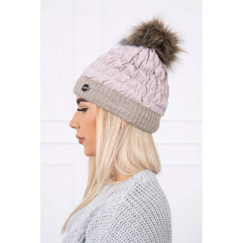 Tmavobéžová dámska čiapka K144