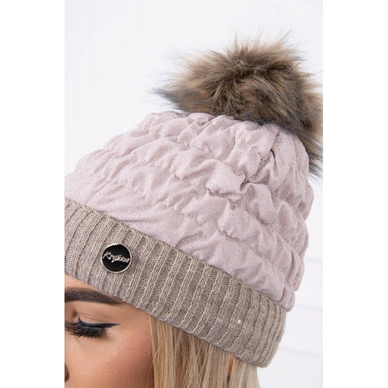 Tmavobéžová dámska čiapka K144