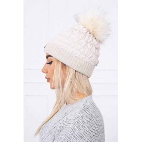 Svetlobéžová dámska čiapka K144