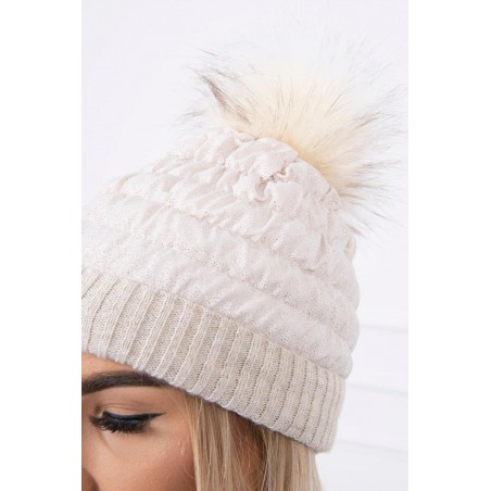 Svetlobéžová dámska čiapka K144