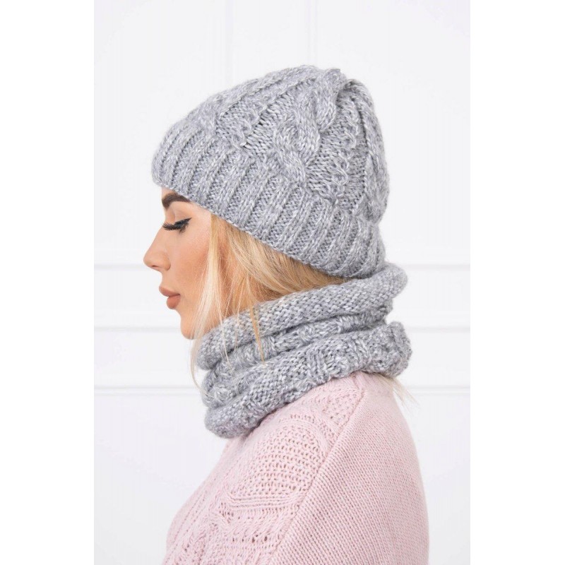 Dámska súprava čiapka a šál K153 - sivá