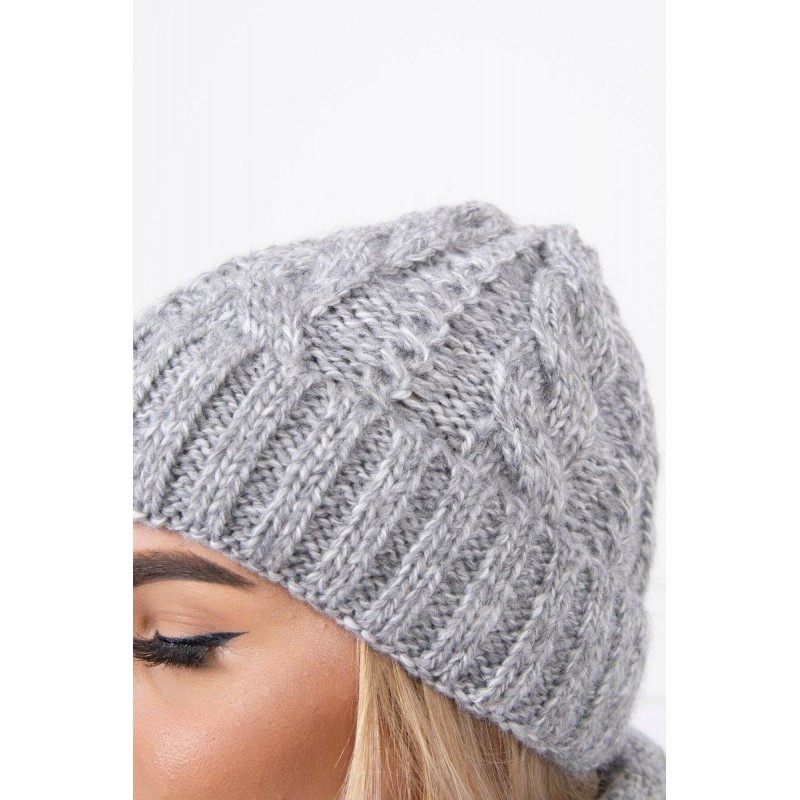 Dámska súprava čiapka a šál K153 - sivá