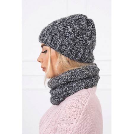 Dámska súprava čiapka a šál K153 - čierna