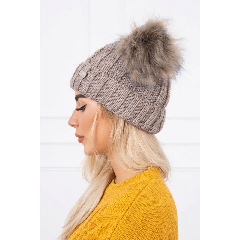 Tmavobéžová dámska čiapka K154