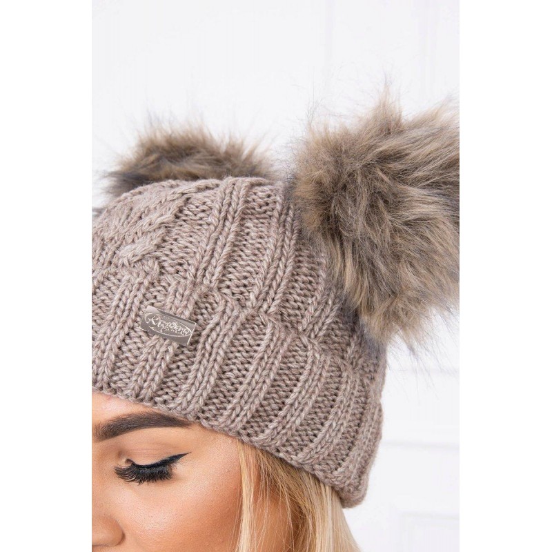 Tmavobéžová dámska čiapka K154