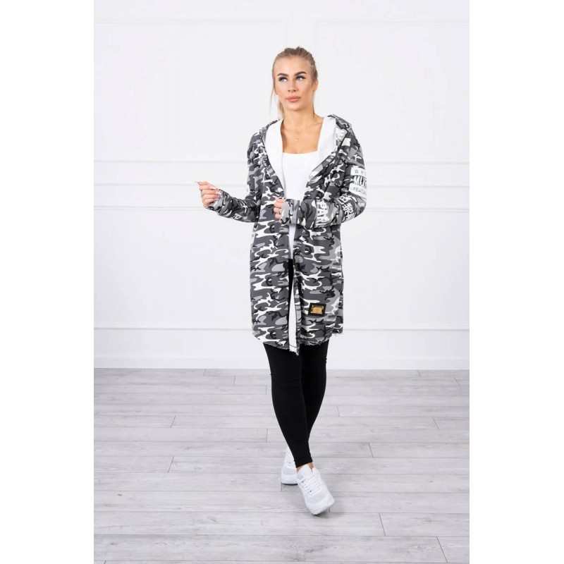 Kardigán s kapucňou pre dámy 033 - sivo-čierny