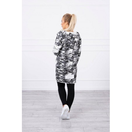 Kardigán s kapucňou pre dámy 033 - sivo-čierny