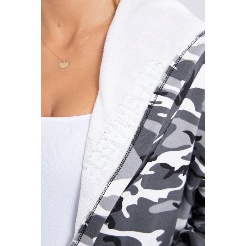 Kardigán s kapucňou pre dámy 033 - sivo-čierny