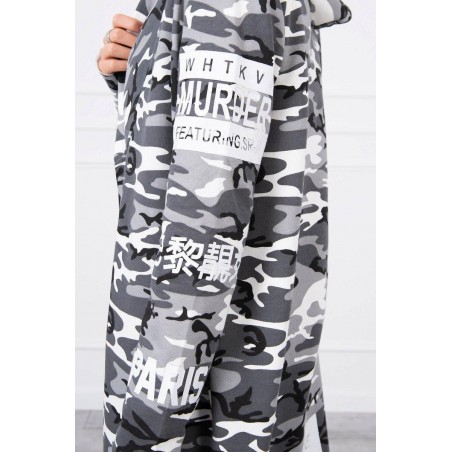 Kardigán s kapucňou pre dámy 033 - sivo-čierny