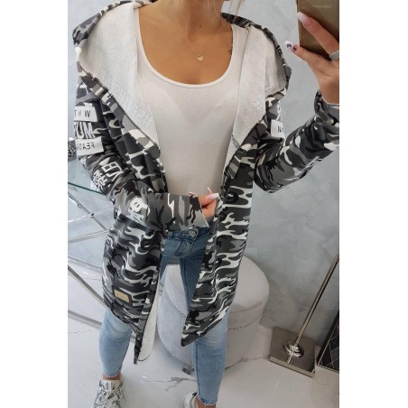 Kardigán s kapucňou pre dámy 033 - sivo-čierny