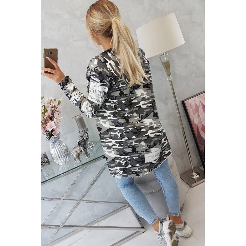 Kardigán s kapucňou pre dámy 033 - sivo-čierny