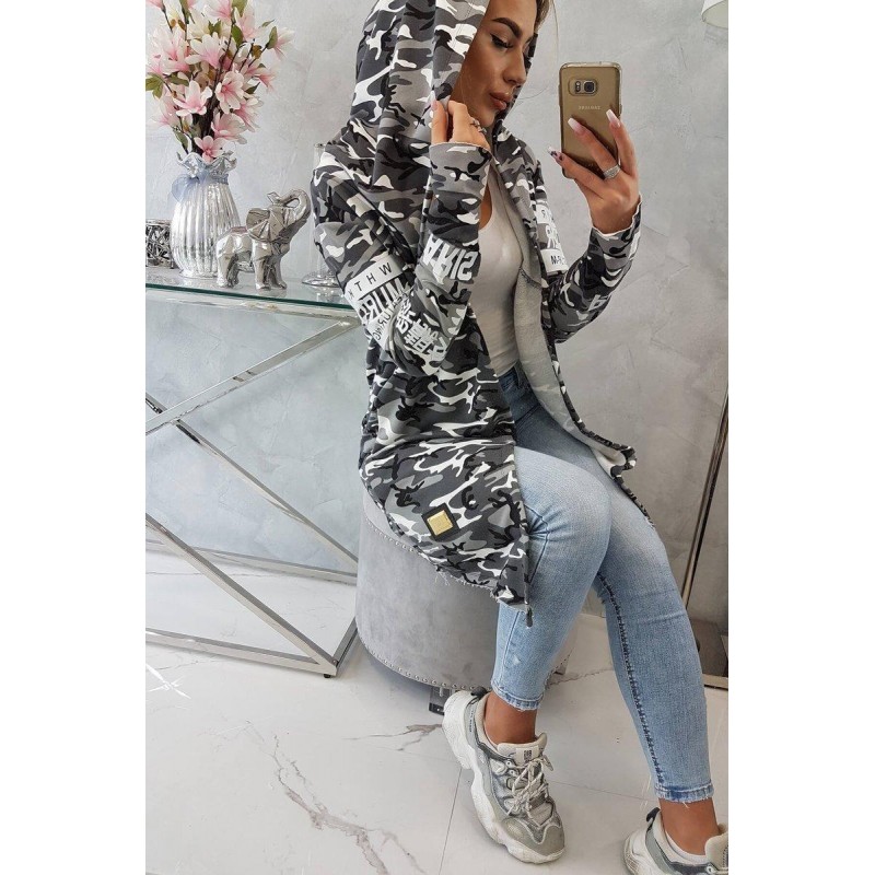 Kardigán s kapucňou pre dámy 033 - sivo-čierny