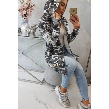 Kardigán s kapucňou pre dámy 033 - sivo-čierny