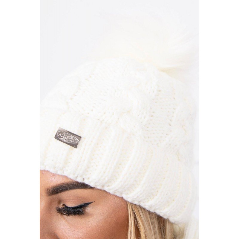 Ecru dámska súprava čiapka a šál K150