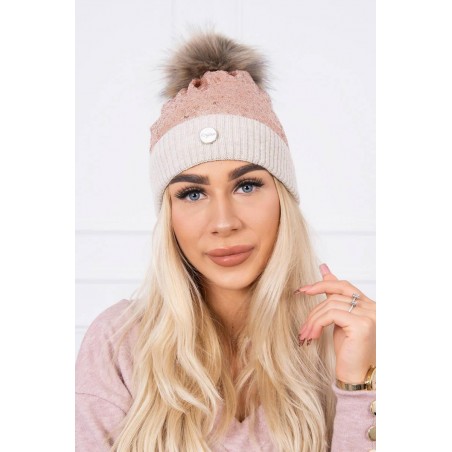 Béžová dámska čiapka K145