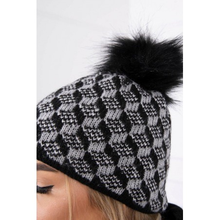 Súprava dámska čiapka a šál K155 - čierna