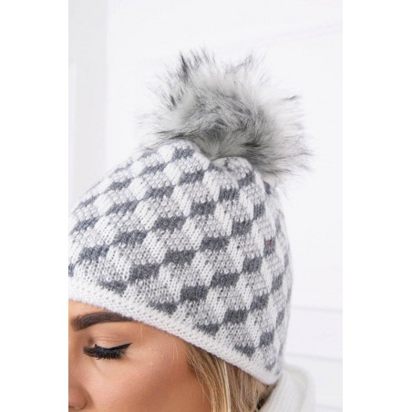 Súprava dámska čiapka a šál K155 - svetlosivá