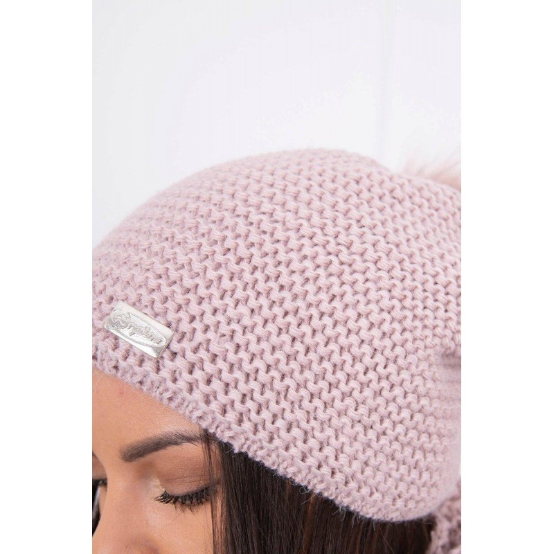 Dámska súprava čiapka a šál K113 - púdrovo ružová
