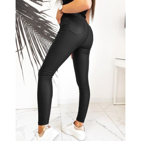 Dámske čierne voskované nohavice Skinny Fit DUBAI UY0599, veľ. L