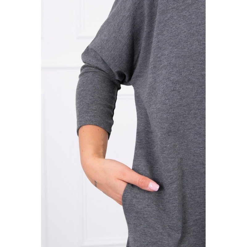 Dámska blúzka oversize 8875 - melanžovo grafitová