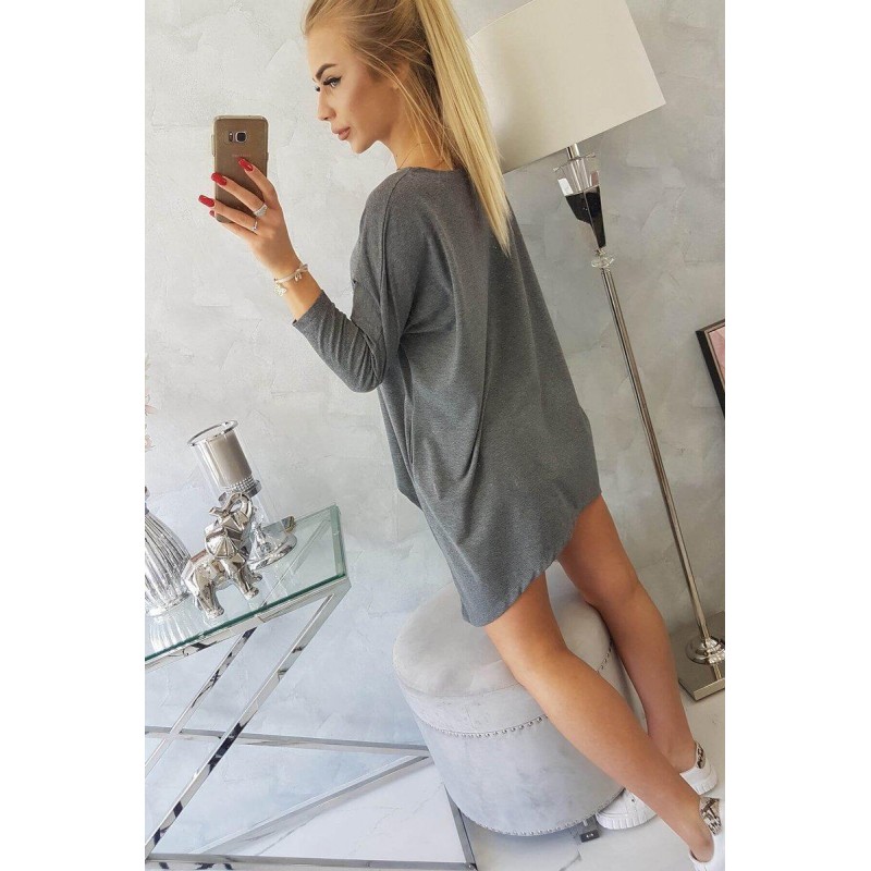 Dámska blúzka oversize 8875 - melanžovo grafitová