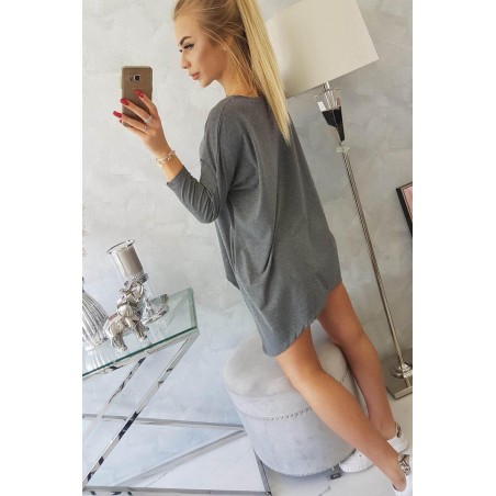 Dámska blúzka oversize 8875 - melanžovo grafitová