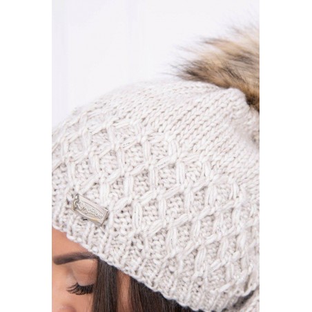 Dámska čiapka a šál K119 - svetlobéžová